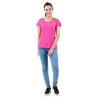 Midaas Womens Cotton Solid Tshirt Dark Pink::Pink Medium Pack of 2-thumb3