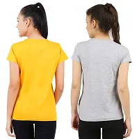 Midaas Womens Cotton Solid Tshirt Mustard::Melange Large Pack of 2-thumb1