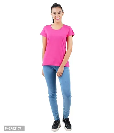 Midaas Womens Cotton Solid Tshirt Dark Pink::White Small Pack of 2-thumb4