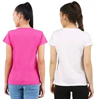 Midaas Womens Cotton Solid Tshirt Dark Pink::White Medium Pack of 2-thumb1