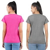 Midaas Womens Cotton Solid Tshirt Dark Pink::Dark Grey X-Large Pack of 2-thumb1