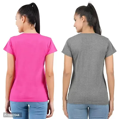 Midaas Womens Cotton Solid Tshirt Dark Pink::Dark Grey X-Large Pack of 2-thumb2