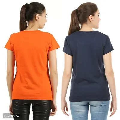 MIDAAS Women's T-Shirt (Pack of 2) (MS_034-M_Orange  Navy Blue_Medium)-thumb3