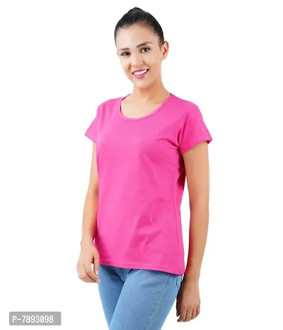 Midaas Womens Cotton Solid Tshirt Dark Pink::Melange X-Large Pack of 2-thumb3