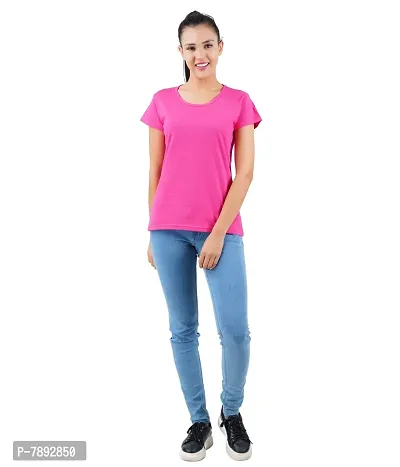 Midaas Womens Cotton Solid Tshirt Dark Pink ::Black X-Large Pack of 2-thumb4