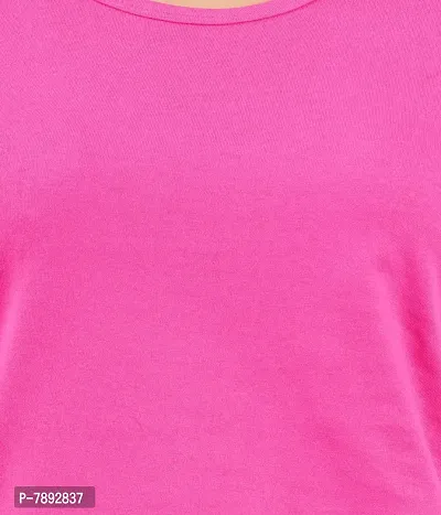 Midaas Womens Cotton Soild Tshirt Pink-thumb6