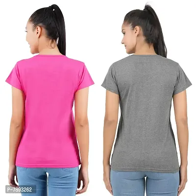 Midaas Womens Cotton Solid Tshirt Dark Pink::Dark Grey Small Pack of 2-thumb2