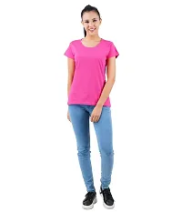 Midaas Womens Cotton Solid Tshirt Beige::Dark Pink Pack of 2-thumb3