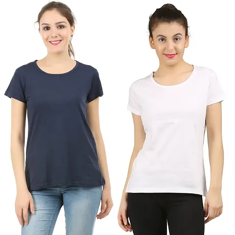 First Wave Women Solid Tshirt Pack of 2