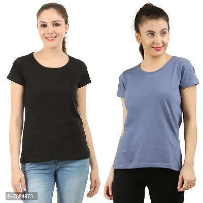 MIDAAS Women's Cotton Tshirts(Pack of 2)