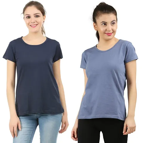 First Wave Women Solid Tshirt Maroon::Grey Pack of 2