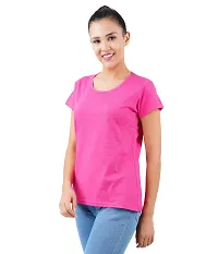 Midaas Womens Cotton Solid Tshirt Dark Pink ::Black Medium Pack of 2-thumb2