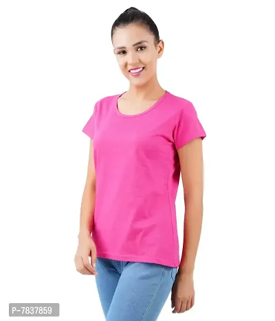 Midaas Womens Cotton Solid Tshirt Dark Pink ::Black Medium Pack of 2-thumb3