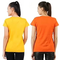 Midaas Womens Cotton Solid Tshirt Mustard::Orange X-Large Pack of 2-thumb1