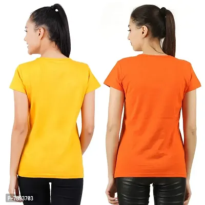 Midaas Womens Cotton Solid Tshirt Mustard::Orange X-Large Pack of 2-thumb2