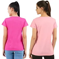 Midaas Womens Cotton Solid Tshirt Beige::Dark Pink Pack of 2-thumb1