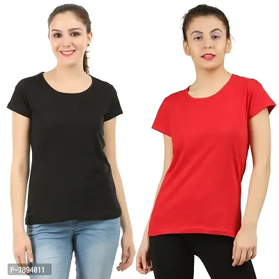 MIDAAS Women's Cotton Tshirts(Pack of 2)