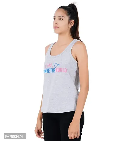 Midaas Womens Printed Sleeveless Tshirts Grey Melange-thumb3