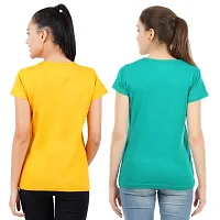 Midaas Womens Cotton Solid Tshirt Beige::Black Pack of 2-thumb1