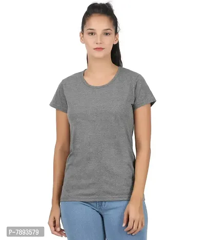 Midaas Women Solid Cotton Tshirt Andhra Melange