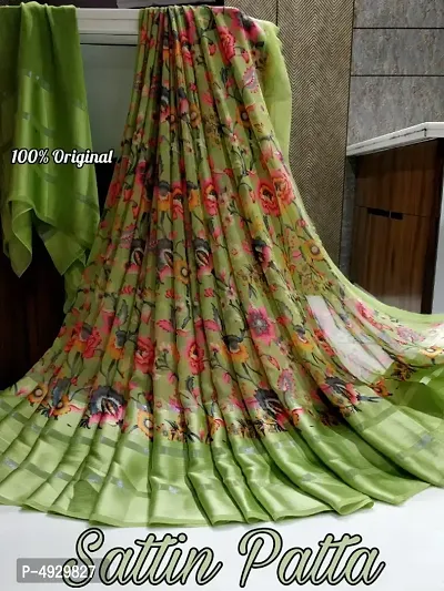 Stylish Georgette And Satin Patta Printed Saree With Blouse Piece-thumb0