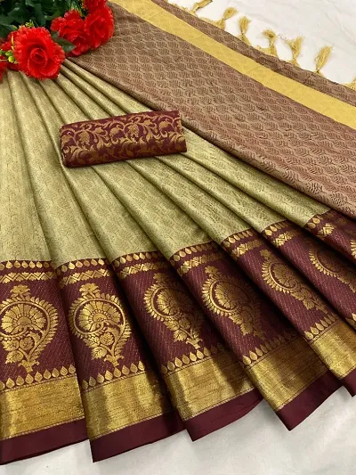 Aura Cotton Silk Jacquard Sarees With Blouse piece