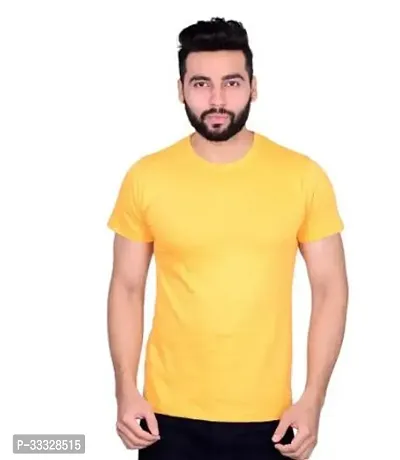 Stylish Polyester Solid Round Neck T-Shirt for Men-thumb0