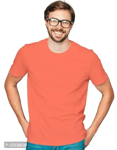 Stylish Polyester Solid Round Neck T-Shirt for Men