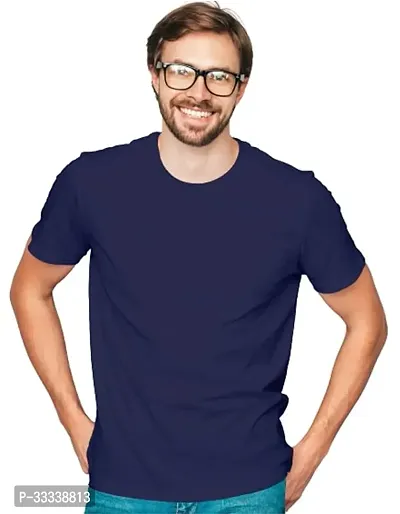 Stylish Polyester Solid Round Neck T-Shirt for Men