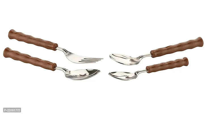 CHELSY Stainless Steel Cutlery Set with Storage Box/Spoon Set/Spoon Stand for Kitchen and Dining, Set of 25 Pieces (Contains: 6 Table Spoons, 6 Forks, 6 Soup Spoons, 6 Tea Spoons, 1 Stand) (Brown)-thumb2