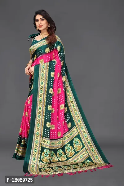 Elegant Multicoloured Poly Silk Printed Saree With Blouse Piece-thumb4