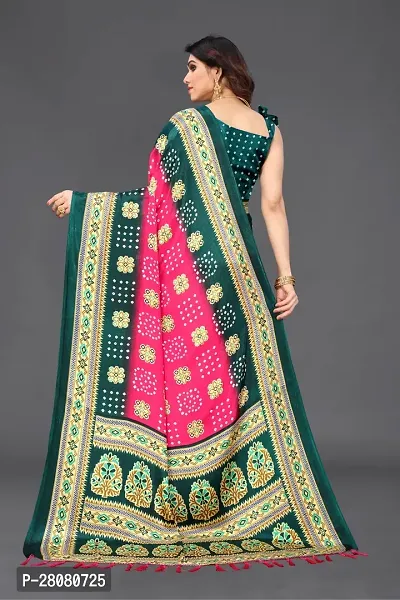 Elegant Multicoloured Poly Silk Printed Saree With Blouse Piece-thumb2