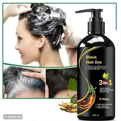 Herbal 3 in 1 Hair Dye Instant Black Hair Shampoo for Women  Men 100% Coverage Shampoo 300ml (Black))-thumb3