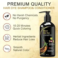 Herbal 3 in 1 Hair Dye Instant Black Hair Shampoo for Women  Men 100% Coverage Shampoo 300ml (Black))-thumb2