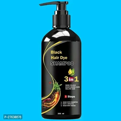 Herbal 3 in 1 Hair Dye Instant Black Hair Shampoo for Women  Men 100% Coverage Shampoo 300ml (Black))-thumb0