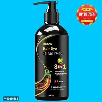 Herbal 3 in 1 Hair Dye Instant Black Hair Shampoo for Women  Men 100% Coverage Shampoo 300ml (Black))-thumb0