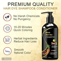 Herbal 3 in 1 Hair Dye Instant Black Hair Shampoo for Women  Men 100% Coverage Shampoo 300ml (Black))-thumb2