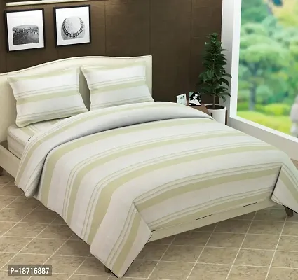 Ace International Cotton Modern Pattern Double Bed Cover with 2 Pillow Cover (Pista White, King Size)