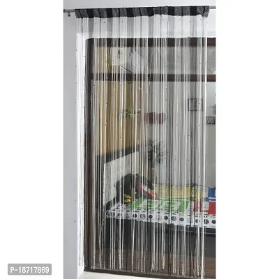 KACHVI Door Semi-Transparent Rod Pocket Polyester Curtains with Beeds Multi-Color-thumb0