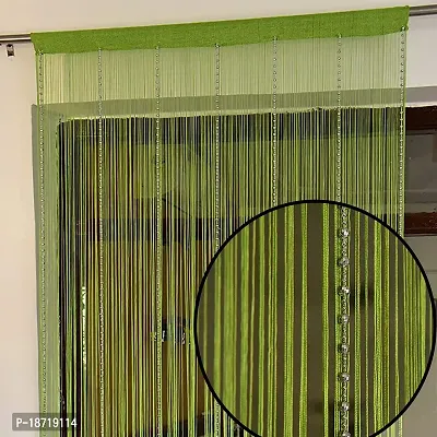 KACHVI Decorative Polyester Thread Curtain |String Thread Curtain |Room Divider Curtains|Thread Door Curtains| Beads Curtain| Pack of 1 (4 x 7 ft, Green)