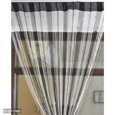 KACHVI Door Semi-Transparent Rod Pocket Polyester Curtains with Beeds Multi-Color-thumb2