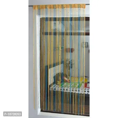 KACHVI Door Semi-Transparent Rod Pocket Polyester Curtains with Beeds Multi-Color