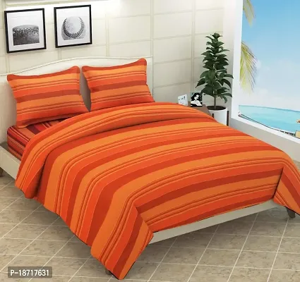Ace International Exports Cotton Double Modern Bed Sheet for King Size with 2 Pillow Cover (Orange).