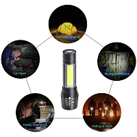 LED Flashlight with COB Light Mini Waterproof Portable LED Flashlight USB Rechargeable 3 Modes Light Flashlight - Black colour-thumb2