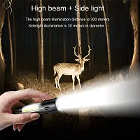 LED Flashlight with COB Light Mini Waterproof Portable LED Flashlight USB Rechargeable 3 Modes Light Flashlight - Black colour-thumb4