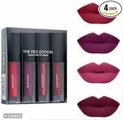 Trendy Liquid Lipstick Red Edition Minis 4 Red Super Stay Matte Finish Lip Color-thumb0