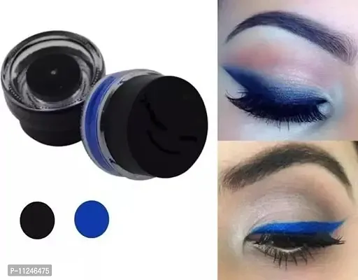 Trendy 2 In 1 Black And Blue Gel Eyeliner 2 Pieces Eye Makeup Brushes Included 6 G