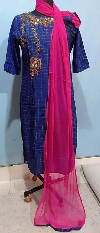 Straight Art Silk Kurta With Dupatta Set For Women