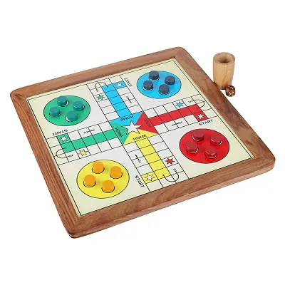 Wooden Snakes and Ladders  Ludo Game Set Reversible 2 Games in 1