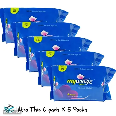 MyWingz Sanitary Napkins Ultra Cotton XXL 320 mm size pack of 5 6 Pads per pack